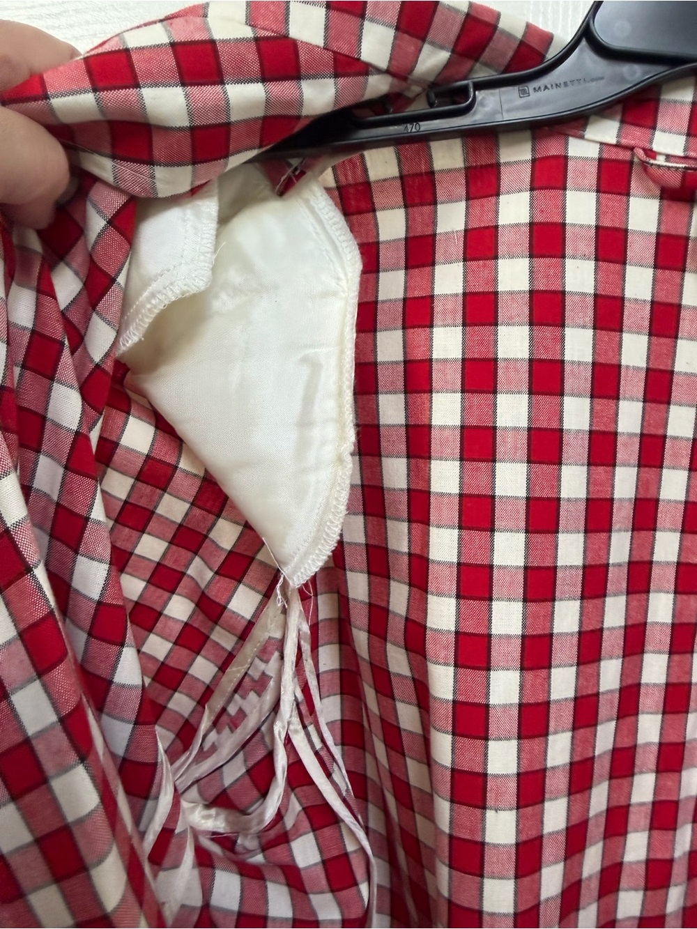 Red & White Plaid Gingham Blazer 100% Cotton Jacket Women's Size XL NOS - Picture 8 of 15